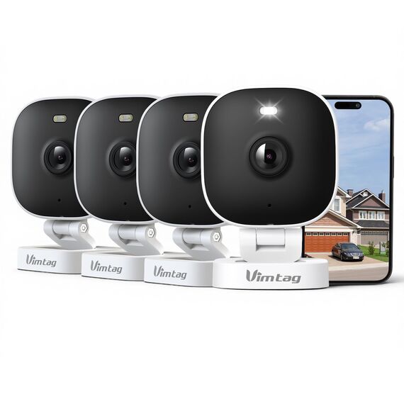 VIMTAG 2,5K Überwachungskamera Aussen, 5GHz WLAN Kamera Outdoor,Aussenkamera,Farbige Nachtsicht,Tag&Nacht PIR- Bewegungserkennung&7 * 24H Automatische Aufnahme,2-Wege-Audio,Alexa,Cloud/SD Card(4PCS)