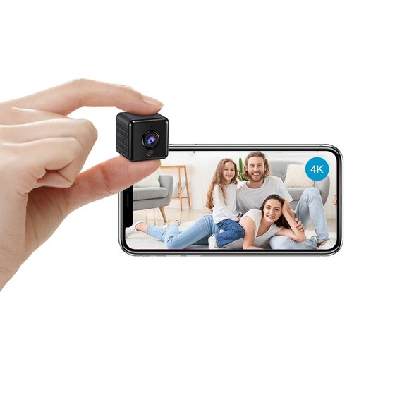 AOBOCAM Mini Kamera, 4K HD WLAN Überwachungskamera Innen WiFi Kamera Live Übertragung Handy APP Für Micro Camera Indoor Mit Akku Kompakte Kleine Sicherheitskamera mit Bewegungsmelder/Nachtsich (-2)