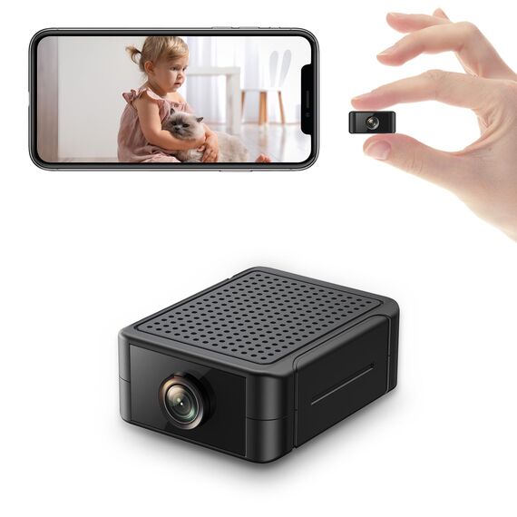 Liretope Mini Kamera, 4K HD WLAN Überwachungskamera Innen Für Live Übertragung Handy APP, WiFi Camera Nachtsichtkamera mit Bewegungsmelder/Lange Batterielaufzeit/Cloud-Speicherplat
