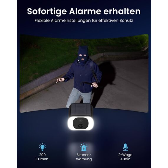 ieGeek 2K Überwachungskamera Aussen Akku, 2.4Ghz überwachungskamera Aussen Solar mit Built-In Solarpanel，Farbnachtsicht, PIR-Bewegungserkennung, Alexa, 2-Wege-Audio, Schwarz(2 Pack)