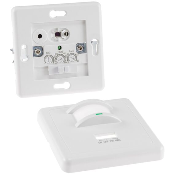 ChiliTec Bewegungsmelder 160° mit Akustiksensor 3-Draht 230V 9m Reichweite Unterputz Wandmontage Sensoren einstellbar LED-geeignet Parallel-Schaltung 4 Stück Weiß