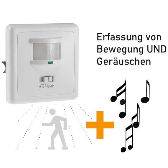 ChiliTec Bewegungsmelder 160° mit Akustiksensor 3-Draht 230V 9m Reichweite Unterputz Wandmontage Sensoren einstellbar LED-geeignet Parallel-Schaltung 2 Stück Weiß
