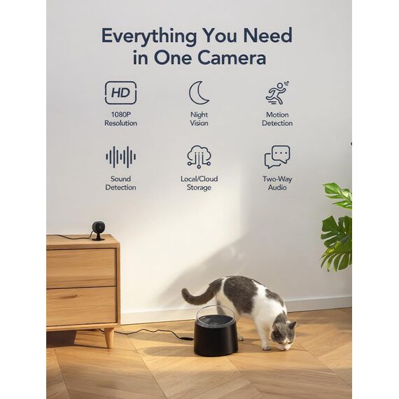 GNCC überwachungskamera Innen mit Nachtsicht, 1080P HD WLAN Indoor Kamera, PIR Bewegungserkennung, Zwei-Wege-Audio, Kompatibel mit Alexa/Google, 2.4Ghz WiFi, Cloud-Abonnement/Micro-SD, GC3 Schwarz