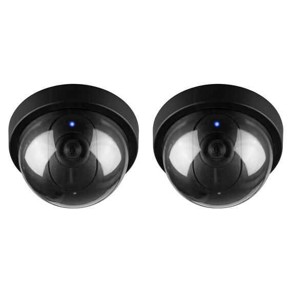 kwmobile 2X Dummy Kamera für Deckenunterbau - mit LED Licht - Dome Überwachungskamera Attrappe - täuschend echte Fake Security Camera in Schwarz