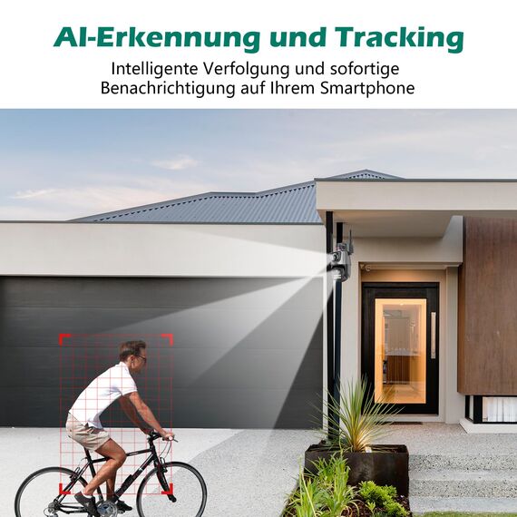 GUOANVISION Kamera Überwachung Aussen,6MP Dual Objektiv Überwachungskamera Aussen,IP66 AußenSicherheitskamera Outdoor mit Automatische Nachverfolgung, Nachtsicht, 24/7 Aussenkamera, 2 Audio, SD/Cloud