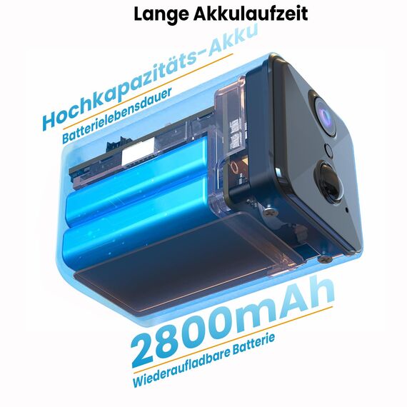 javiscam Mini Kamera,4K Überwachungskamera,Kamera Überwachung Innen,WiFi Camera Live Übertragung Handy,Kameras mit Hochkapazitäts-2800mAh Akku,Bewegungsmelder,Nachtsicht SD/Cloud-Speicher