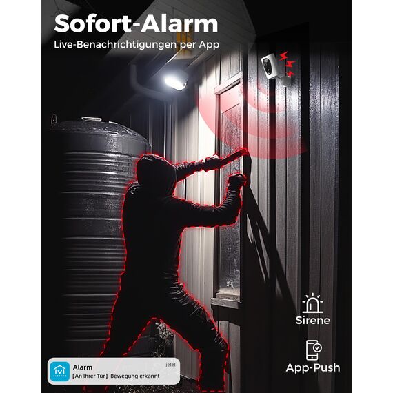 VIRTAVO 2K 3MP Überwachungskamera Aussen Akku, WLAN Kabellose Kamera für Außen/Innen, Starlight Farb‑Nachtsicht, PIR‑Bewegungserkennung, 2‑Wege Audio, SD/Cloud ohne Pflicht‑ABO, 2,4 GHz, VF1