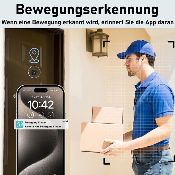CKKYBB Mini Kamera 4K Full HD WLAN Kamera - Live Übertragung Handy APP Für WiFi Indoor Camera Cloud-Speicher HD-Nachtsicht und Bewegungserkennungsalarm, Perfekte Kamera für Zuhause