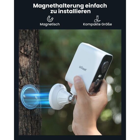 ieGeek Tragbare 4G Überwachungskamera mit SIM Karte, Magnetische Sicherheitskamera für Reisen ohne WLAN, Kamera Solar mit PIR & Farbnachtsicht, 300° Schwenkbereich, 10000Ah Akku, TF/Cloud, IP66