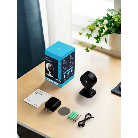 GNCC 2-Pack überwachungskamera Innen mit Nachtsicht, 1080P HD WLAN Indoor Kamera, Zwei-Wege-Audio, PIR Bewegungserkennung, mit Alexa/Google Home, 2.4Ghz WiFi, Cloud-Abonnement/SD Speicher, Schwarz