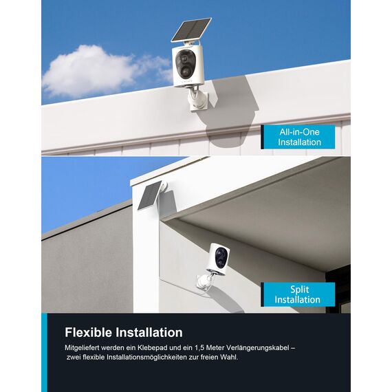 VIRTAVO 2K 3MP Überwachungskamera Aussen Solar, Kamera Aussen Akku, Starlight Farb‑Nachtsicht, 2.4GHz Kabellos mit PIR‑Bewegungserkennung, 2‑Wege Audio, SD/Cloud ohne Pflicht‑ABO, SF1