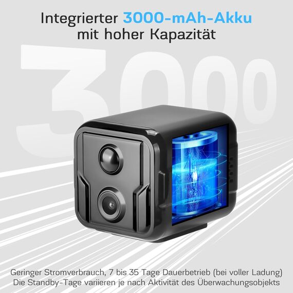 MILFECH 5G WiFi Mini Kamera,2K Überwachungskamera Innen,Kamera Überwachung Innen,WLAN Kamera mit Bewegungsmelder/Nachtsicht/ZweiWegeGespräch/Lange Batterielaufzeit/Cloud-Speicherplatz für Home Office