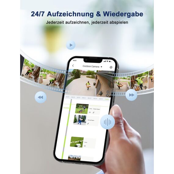 GNCC GK2 WLAN Überwachungskamera Aussen mit KI-Bewegungserkennung, 1080P, 360°-Schwenk-Neige-Funktion, IP65 wasserdicht, Farb-Nachtsicht, Zwei-Wege-Audio, Cloud- & SD-Karten-Speicher