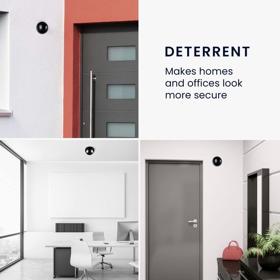 kwmobile 2X Dummy Kamera für Deckenunterbau - mit LED Licht - Dome Überwachungskamera Attrappe - täuschend echte Fake Security Camera in Schwarz