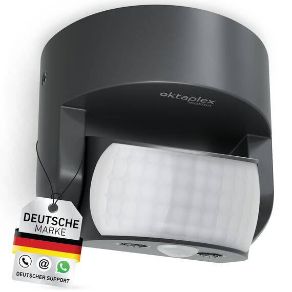 Oktaplex Bea Bewegungsmelder Aussen IP65 schwenkbar 180° Infrarot-Sensor 12m Reichweite 230V anthrazit mit Dämmerungssensor