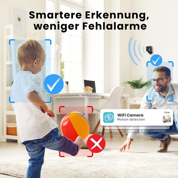HYCENCY Mini Kamera WLAN 1080P HD Überwachungskamera Innen WiFi Kleine Sicherheitskamera mit Live Übertragung aufs Handy, Nachtsicht, Weitwinkel, Cloud Speicher