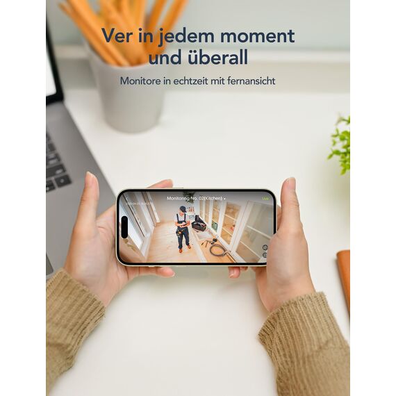 GNCC GC3 überwachungskamera Innen mit Nachtsicht, 1080P HD WLAN Indoor Kamera, Zwei-Wege-Audio, PIR Bewegungserkennung, Kompatibel mit Alexa & Google Home, 2.4Ghz WiFi, Cloud-Abonnement/SD Speicher