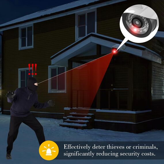 Myiosus 2 Stück Security Dummy Kamera Solar Attrappe - Kamera Atrappe Außen für Außen mit Blinkendem LED Licht Sicherheitskamera, Überwachungskamera für Innen, Outdoor, Zuhause und Büro Überwachung