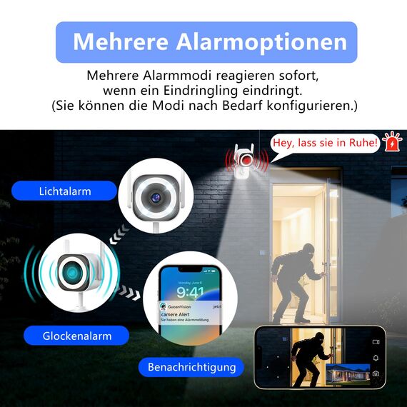 GUOANVISION 2K 5G Überwachungskamera Aussen/Innen, Kamera Überwachung Aussen, WLAN Camera Indoor/Outdoor, Babyphone mit App, Hundekamera, IP66 Wasserdicht, 2-Wege-Audio, Auto-Zoom, SD &Cloud-2Pack