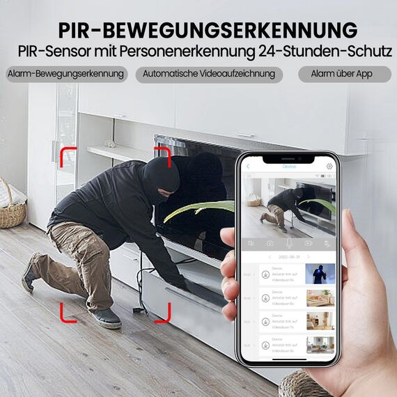 javiscam Mini Kamera,4K Überwachungskamera,Kamera Überwachung Innen,WiFi Camera Live Übertragung Handy,Kameras mit Hochkapazitäts-2800mAh Akku,Bewegungsmelder,Nachtsicht SD/Cloud-Speicher