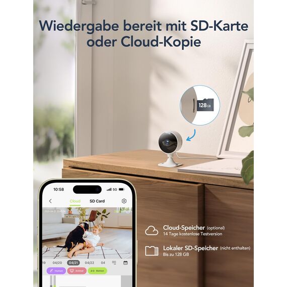 GNCC 2-Pack GC3 überwachungskamera Innen mit Nachtsicht, 1080P HD WLAN Indoor Kamera, Zwei-Wege-Audio, PIR Bewegungserkennung, mit Alexa & Google Home, 2.4Ghz WiFi, Cloud-Abonnement & SD Speicher