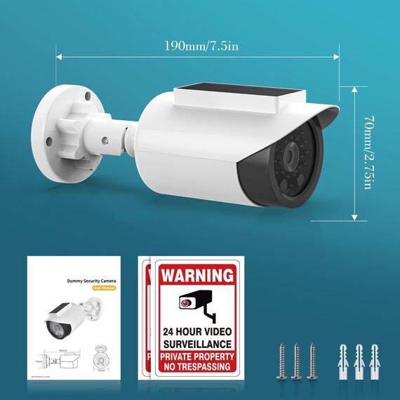 Myiosus 2 Stück Security Dummy Kamera Solar Attrappe - Kamera Atrappe Außen für Außen mit Blinkendem LED Licht Sicherheitskamera, Überwachungskamera für Innen, Outdoor, Zuhause und Büro Überwachung