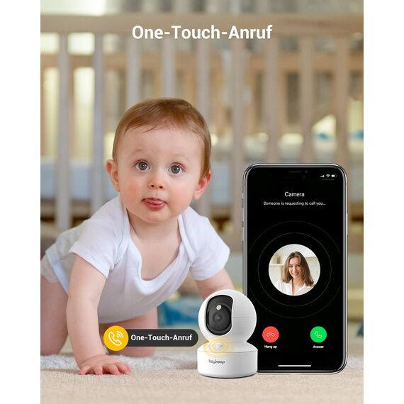 BoyKeep 2.4G/5GHz Überwachungskamera Innen 2K, 360° WLAN Überwachungskamera, Indoor Hundekamera mit APP, Babyphone mit Kamera mit Bewegungserkennung, Nachtsicht, 12s Kostenloser Cloud -Speicher