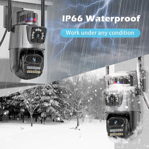 GUOANVISION Kamera Überwachung Aussen,6MP Dual Objektiv Überwachungskamera Aussen,IP66 AußenSicherheitskamera Outdoor mit Automatische Nachverfolgung, Nachtsicht, 24/7 Aussenkamera, 2 Audio, SD/Cloud