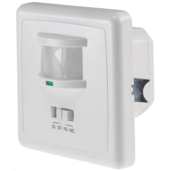 ChiliTec Bewegungsmelder 160° mit Akustiksensor 3-Draht 230V 9m Reichweite Unterputz Wandmontage Sensoren einstellbar LED-geeignet Parallel-Schaltung Weiß
