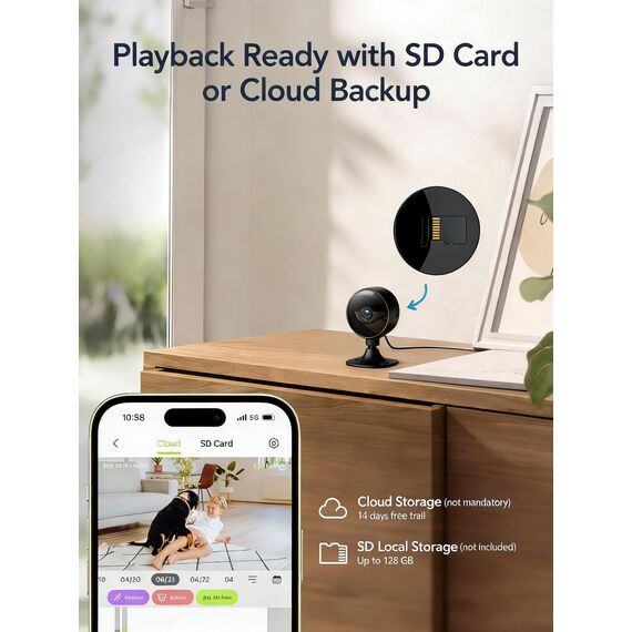 GNCC überwachungskamera Innen mit Nachtsicht, 1080P HD WLAN Indoor Kamera, PIR Bewegungserkennung, Zwei-Wege-Audio, Kompatibel mit Alexa/Google, 2.4Ghz WiFi, Cloud-Abonnement/Micro-SD, GC3 Schwarz