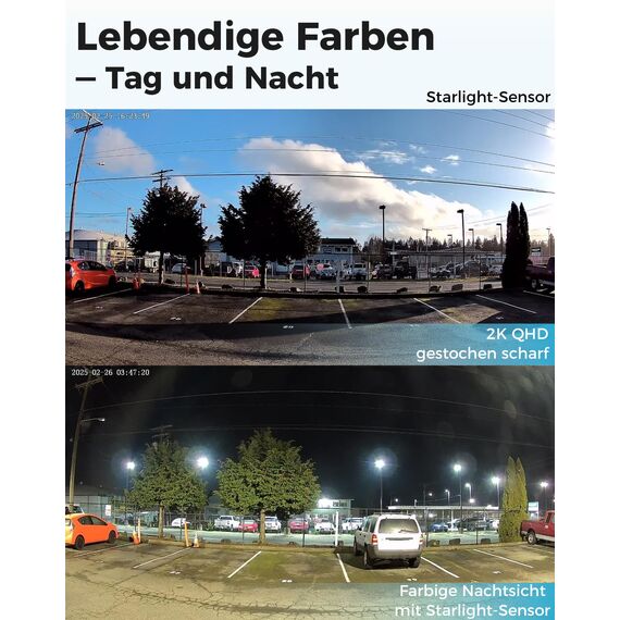 VIRTAVO 2K 3MP Überwachungskamera Aussen Solar, Kamera Aussen Akku, Starlight Farb‑Nachtsicht, 2.4GHz Kabellos mit PIR‑Bewegungserkennung, 2‑Wege Audio, SD/Cloud ohne Pflicht‑ABO, SF1-Pro