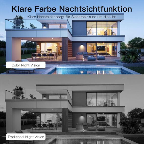 VIMTAG 2,5K Überwachungskamera Aussen, 5GHz WLAN Kamera Outdoor,Aussenkamera,Farbige Nachtsicht,Tag&Nacht PIR- Bewegungserkennung&7 * 24H Automatische Aufnahme,2-Wege-Audio,Alexa,Cloud/SD Card(4PCS)