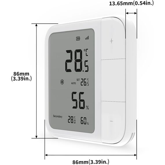 Aqara Raumthermostat W100, Temperatur & Luftfeuchtigkeit Überwachung, Wireless, Fernsteuerung HVAC, 3 Anpassbare Tasten, Matter,Thread/Zigbee, HomeKit, Funktioniert mit Apple Home, Alexa, Google