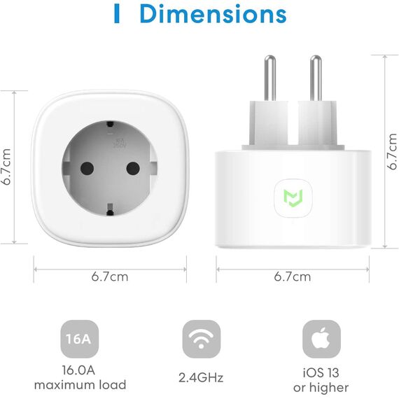 meross WLAN Steckdose, Smart Plug kompatibel mit Alexa, Apple HomeKit, Google Assistant und SmartThings, Timer und Fernbedienung (1)
