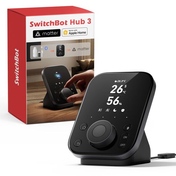 SwitchBot Hub 3, Smart Home Hub mit Matter Support, Smart IR Bluetooth-Fernsteuerung, WLAN-Thermometer und Hygrometer (unterstützt 2,4 GHz), Kompatibel mit Alexa, HomeKit, Google Home, IFTTT