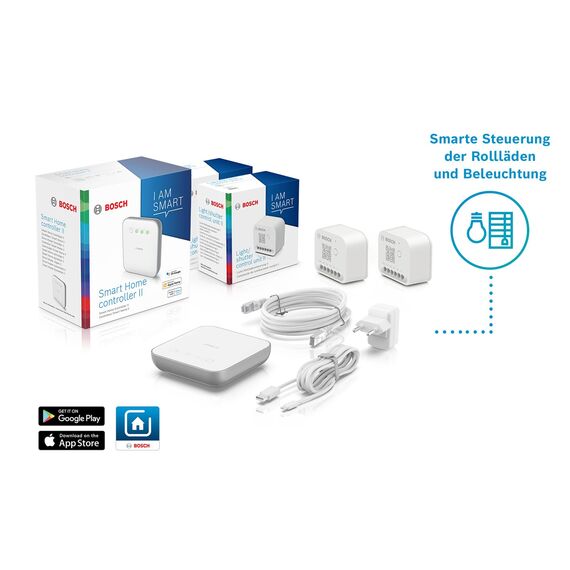 Bosch Smart Home Starter Set Licht-/Rollladensteuerung II zur Steuerung der Beleuchtung, Rollläden/Jalousien/Markisen, kompatibel mit Amazon Alexa, Google Assistant und Apple HomeKit - Amazon Edition
