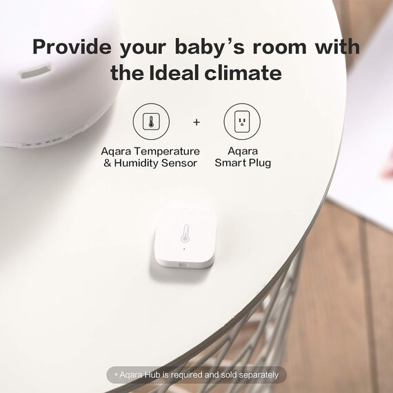Aqara Zigbee Temperatursensor Luftfeuchtigkeitsmesser 3er-Pack, Thermometer Hygrometer Innen mit Benachrichtigungs Alarm, Datenspeicherung, Erfordert Aqara Hub, Kompatibel mit Apple HomeKit, Alexa