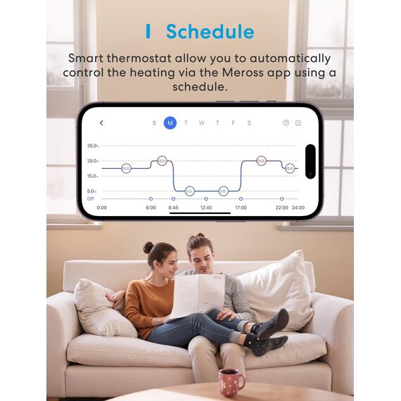 Meross Matter Heizkörperthermostat WLAN Heizungsthermostat benötigt extra Hub Smart Thermostat WLAN Funk Thermostat Kompatibel mit HomeKit, Alexa und Google Assistant
