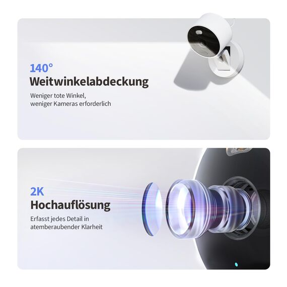 Aqara G100, 2K Sicherheitskamera für Innen & Außenbereich, HomeKit Secure Video, 2-Wege-Audio, Scheinwerfer Farb/IR Nachtsicht, KI-Erkennung,140°Sichtfeld, HomeKit, Alexa,Google,IFTTT, Weiß