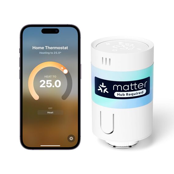 Meross Matter Heizkörperthermostat WLAN Heizungsthermostat benötigt extra Hub Smart Thermostat WLAN Funk Thermostat Kompatibel mit HomeKit, Alexa und Google Assistant