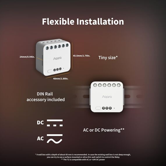 Aqara Dual Relais Modul T2, Rolladensteuerung Lichtschalter, Erfordert Aqara Zigbee 3.0 HUB, Trockenen Knoten Modus für Garagentore Heizkessel, Unterstützt Homekit,Google, Alexa, Matter over Bridge