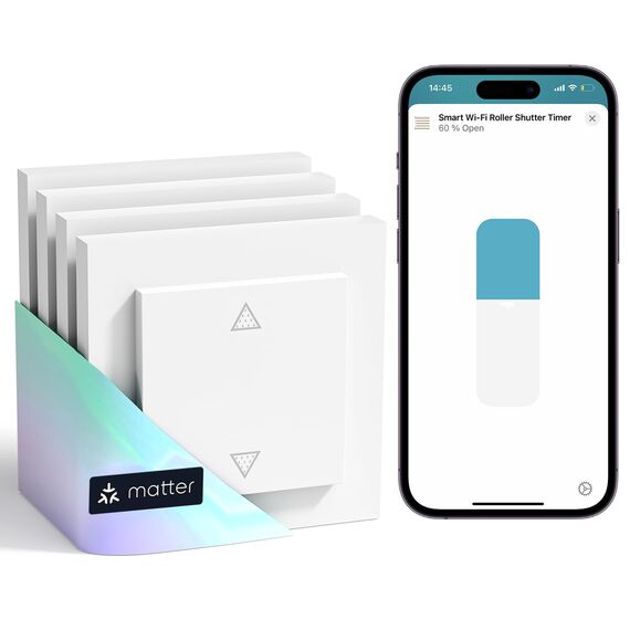 Meross Matter Smart Rolladenschalter WLAN 55x55mm, Smart Home Rolladensteuerung | Jalousieschalter, kompatibel mit Apple HomeKit, Alexa und Google Home(NEUTRALKABEL ERFORDERLICH)