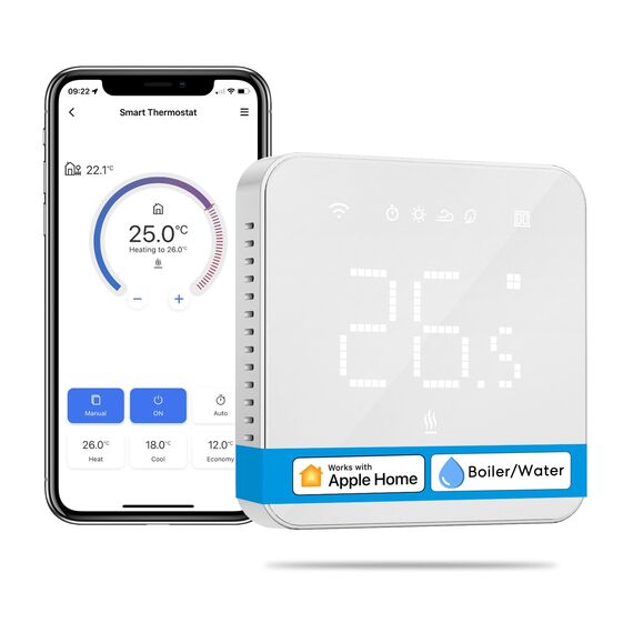 Smart Thermostat Boiler WLAN Heizungsthermostat Digital WiFi Raumthermostat Intelligente Wandthermostat Fußbodenheizungsthermostat für HomeKit, Siri, Google, Alexa Sprachfehl, Fernsteuerung, LED