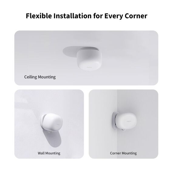 Aqara Zigbee 3.0 Präsenzsensor FP1E, 60GHz mmWave Radar für hochpräzise Erkennung, KI Räumliches Lernen, Bewegungsmelder kompatibel mit HomeKit, Home Assistant, Alexa, ERFORDERT Aqara HUB