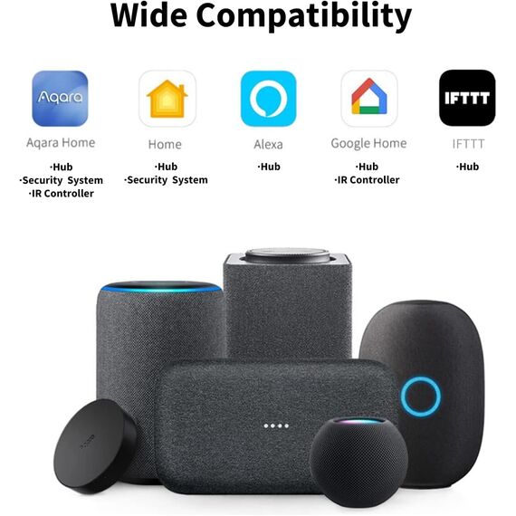 Aqara Smart Home Zentrale M2, Nicht kompatibel mit U200 und U200 Lite, Smart Home Bridge für Alarmanlage, Infrarot-Fernbedienung, Heim-Automatisierung, Kompatibel mit Alexa, Google Assistant, HomeKit