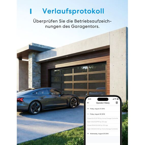 Meross Smart Garagentoröffner Fernbedienung, kompatibel mit CarPlay, Apple HomeKit, Siri, Alexa und Google, Universal WLAN Garagentoröffner mit Benachrichtigung, Sprachsteuerung, Auto-Close und Timer