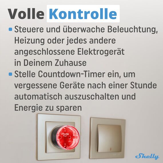 Shelly Plug S Gen3 Schwarz - WLAN Smarte Steckdose, Leistungsmessung, 12A, 2500W, Zeitschaltuhr, Matter-Zertifiziert Stecker, Smart Home, Heizung & Kühlung, Alexa & Google, Kein Hub Erforderlich