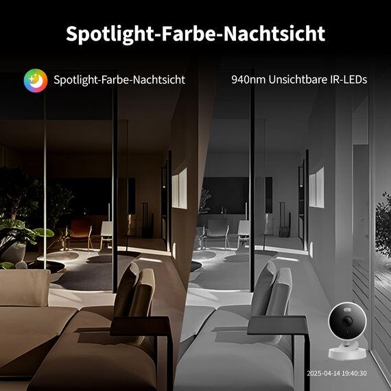Aqara G100, 2K Sicherheitskamera für Innen & Außenbereich, HomeKit Secure Video, 2-Wege-Audio, Scheinwerfer Farb/IR Nachtsicht, KI-Erkennung,140°Sichtfeld, HomeKit, Alexa,Google,IFTTT, Weiß