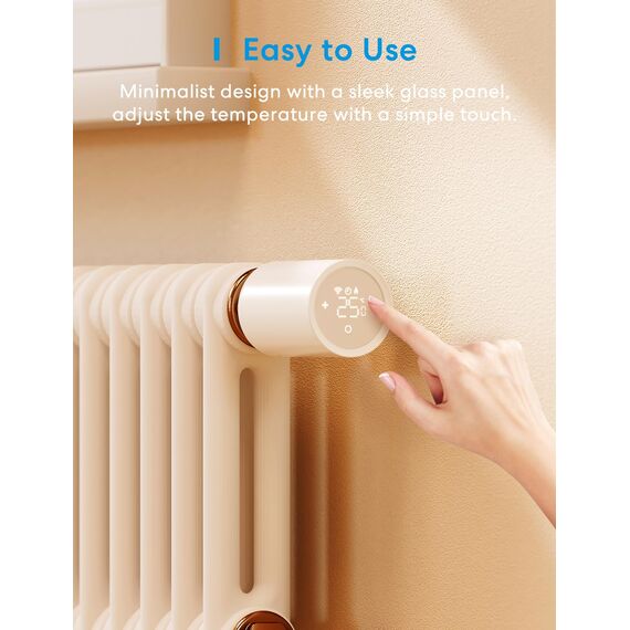 Meross Matter Heizkörperthermostat WLAN Heizungsthermostat benötigt extra Hub Smart Thermostat Funk Thermostatkopf Kompatibel mit HomeKit, Alexa, Home Assistant und Google Assistant 2pcs