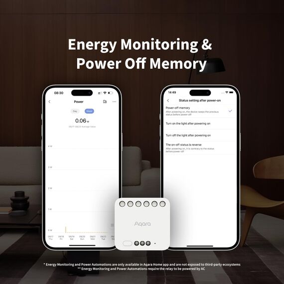 Aqara Dual Relais Modul T2, Rolladensteuerung Lichtschalter, Erfordert Aqara Zigbee 3.0 HUB, Trockenen Knoten Modus für Garagentore Heizkessel, Unterstützt Homekit,Google, Alexa, Matter over Bridge